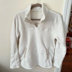 Women’s White and Cream Thread & Supply Quarter Zip Snap Sherpa Fleece Pullover